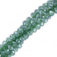 Top Facet kralen disc 3x2mm - Lake green-pearl shine coating